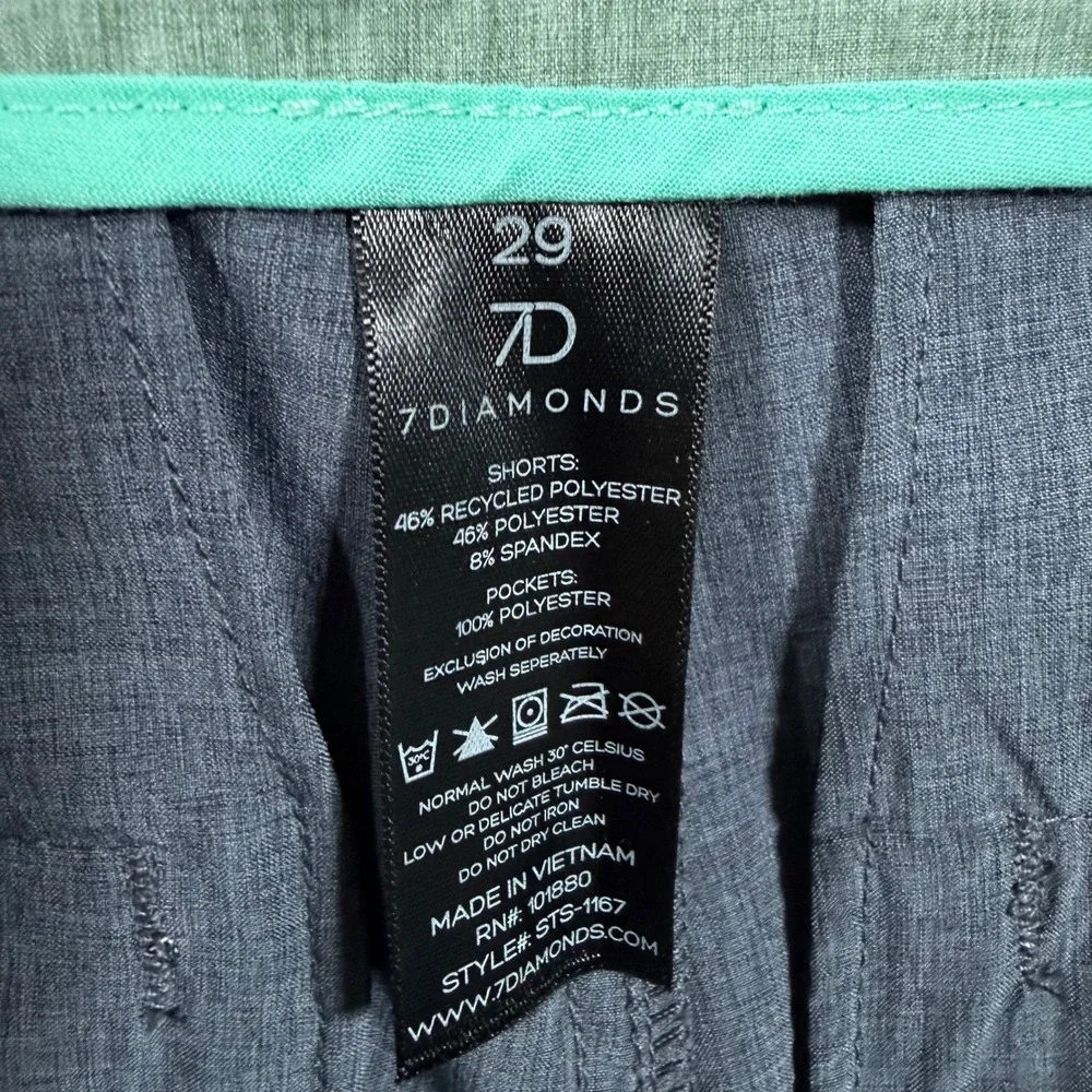 7 Diamonds Aeroplane Performance Shorts Mens 29 Navy Blue Heather Stretch NWT